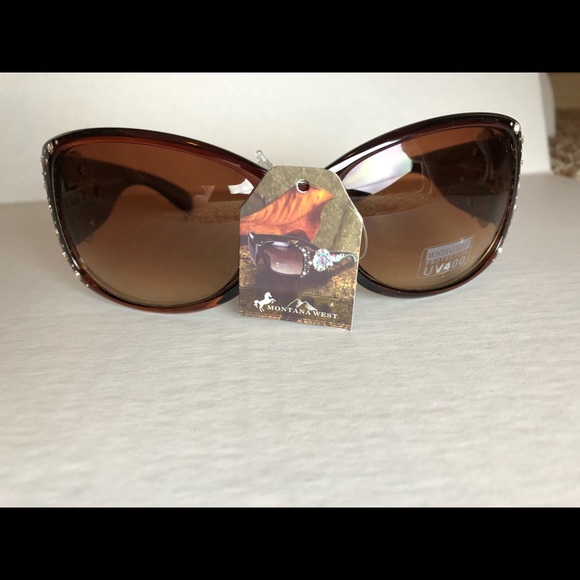 Montana West Flower Sunglasses Brown - Picture 3 of 3
